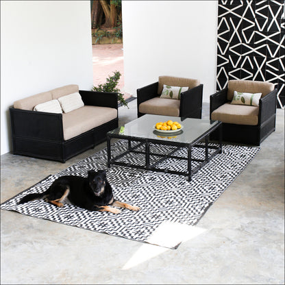 Four Piece Black Cane Patio Set