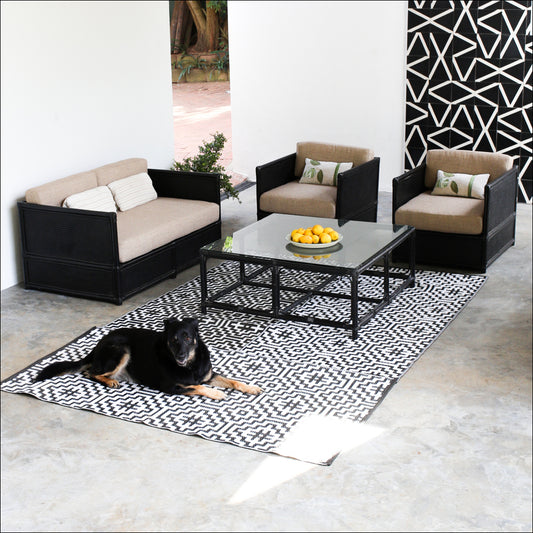 Four Piece Black Cane Patio Set