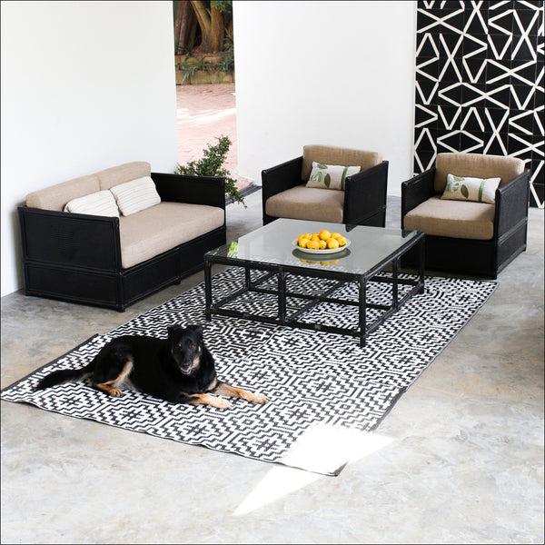 Four Piece Black Cane Patio Set