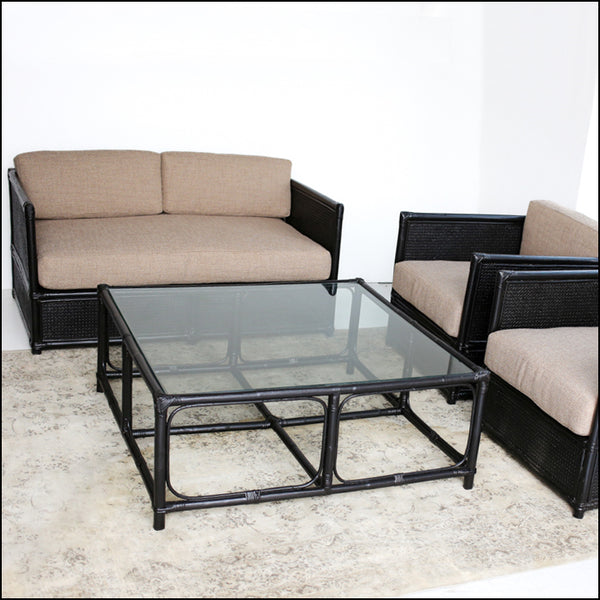 Four Piece Black Cane Patio Set