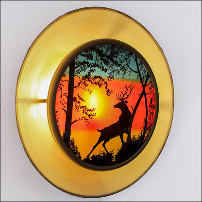 Round Art Deco Silhouette Stag Lamp