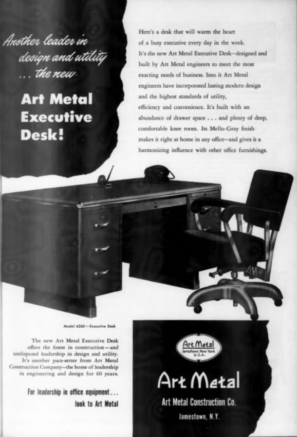 1940's American Tanker Desk with a New Leather Top