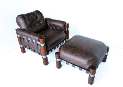 Rare El Rancho Armchair and Ottoman -  Finland, 1970s