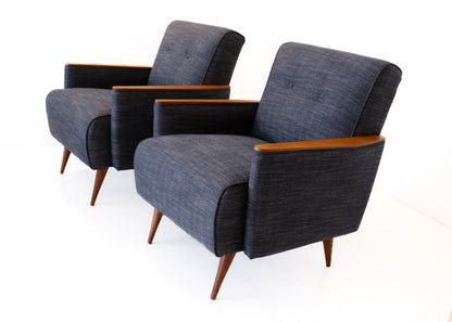 A Pair of Midnight Blue Ladidah Armchairs