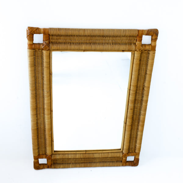 Vintage Woven Cane Framed Mirror