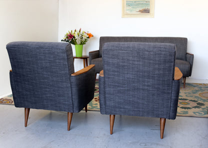 A Pair of Midnight Blue Ladidah Armchairs
