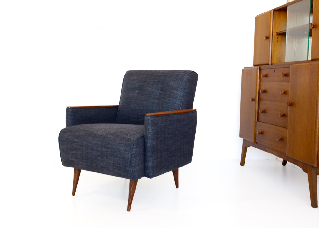A Pair of Midnight Blue Ladidah Armchairs