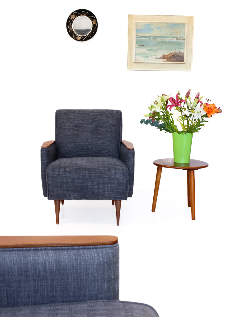 A Pair of Midnight Blue Ladidah Armchairs