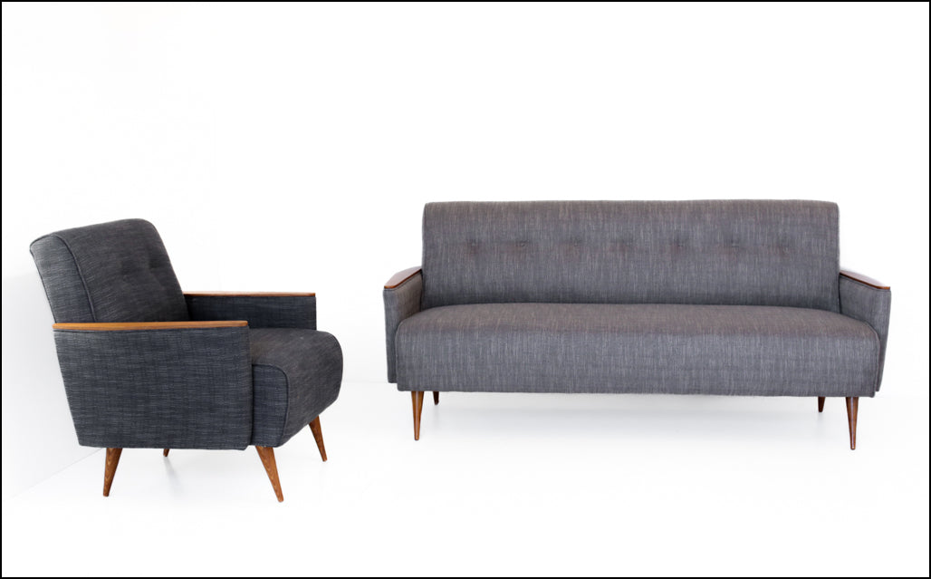 A Pair of Midnight Blue Ladidah Armchairs