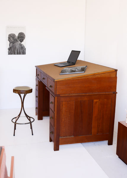 Antique Standing Desk with a Sloped Top
