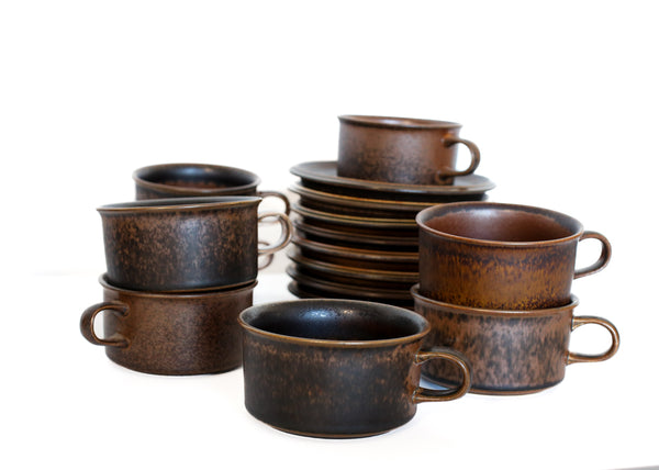 Set of 12 Arabia Ruska Tea Duos - Finland 1960s