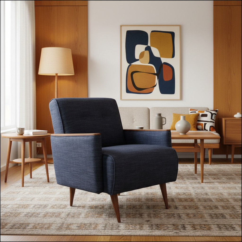 A Pair of Midnight Blue Ladidah Armchairs