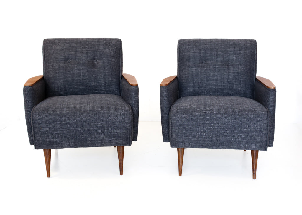 A Pair of Midnight Blue Ladidah Armchairs