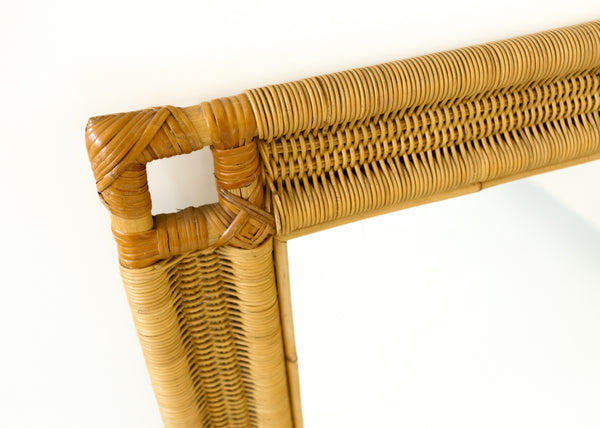 Vintage Woven Cane Framed Mirror