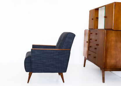 A Pair of Midnight Blue Ladidah Armchairs