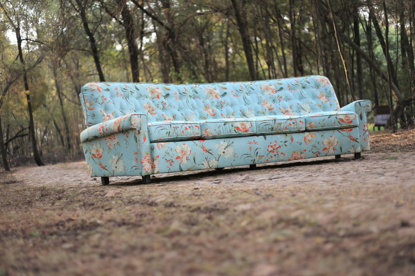 1960's Curved Couch with New Upholstery