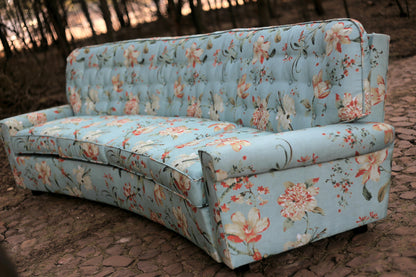 1960's Curved Couch with New Upholstery