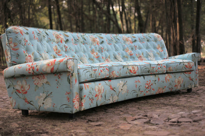 1960's Curved Couch with New Upholstery
