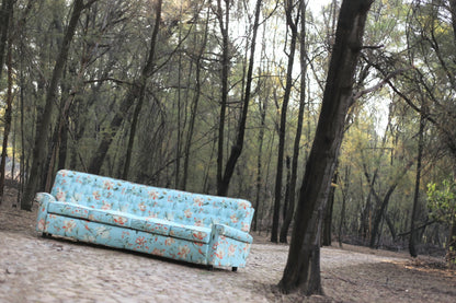 1960's Curved Couch with New Upholstery