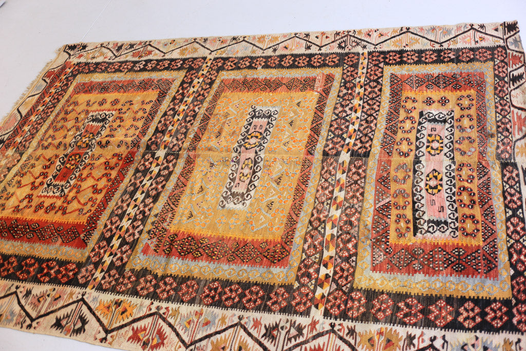 Large Hand Knotted Antique Kilim