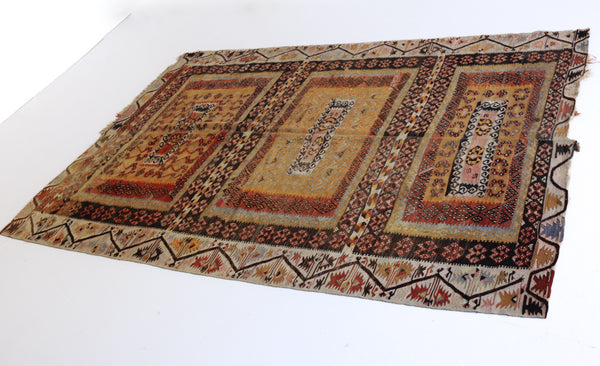 Large Hand Knotted Antique Kilim