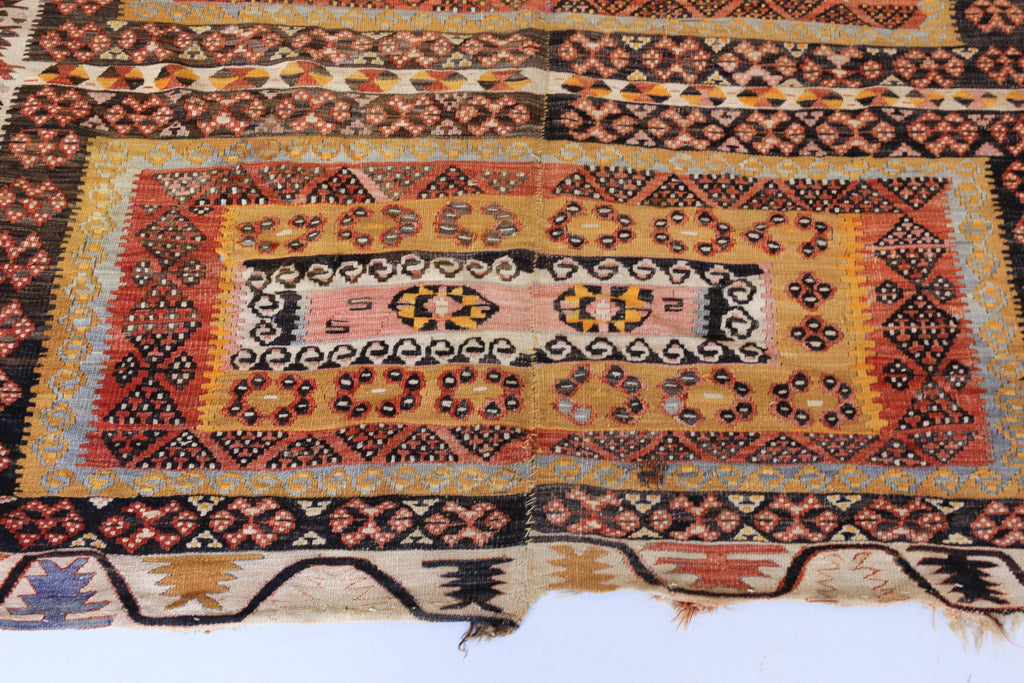 Large Hand Knotted Antique Kilim