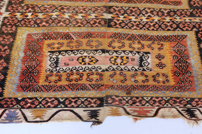 Large Hand Knotted Antique Kilim