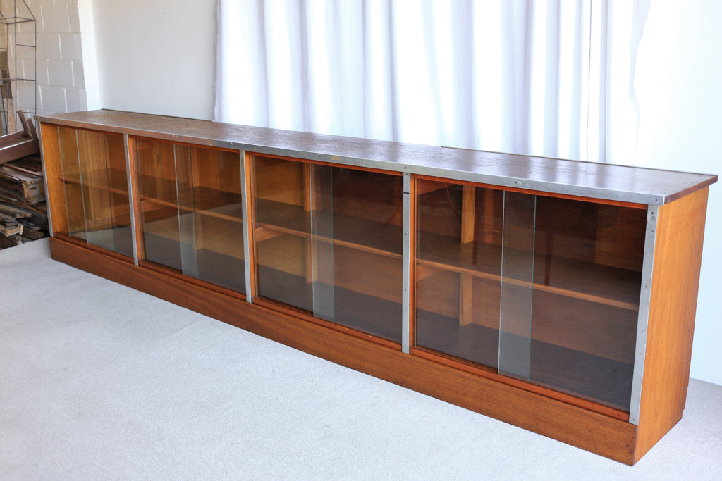 Very Long Solid Wood Shop Display Cabinet