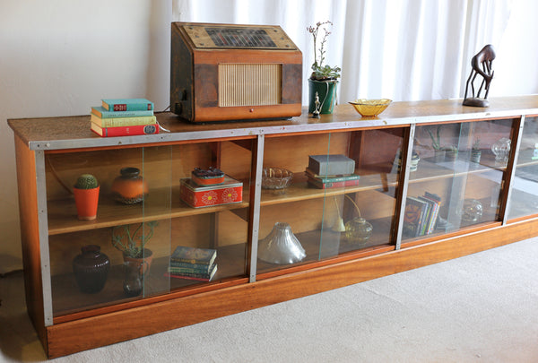 Very Long Solid Wood Shop Display Cabinet
