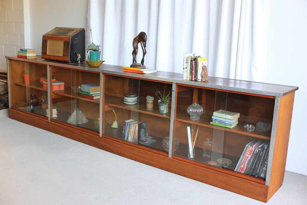Very Long Solid Wood Shop Display Cabinet