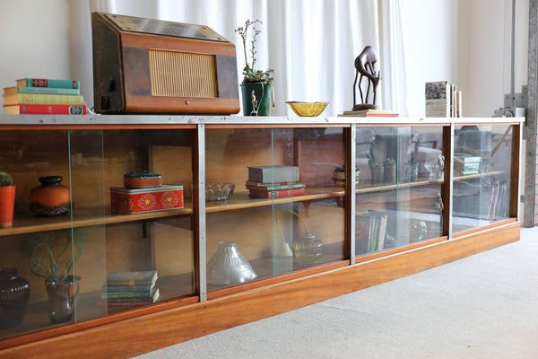 Very Long Solid Wood Shop Display Cabinet