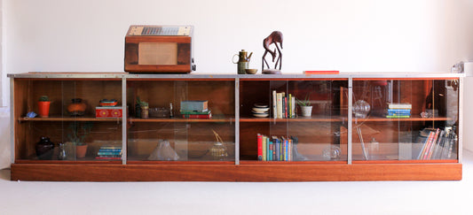 Very Long Solid Wood Shop Display Cabinet