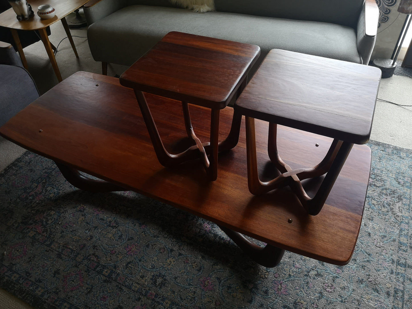 A Pair of Solid Wood Mid-Century Side Tables