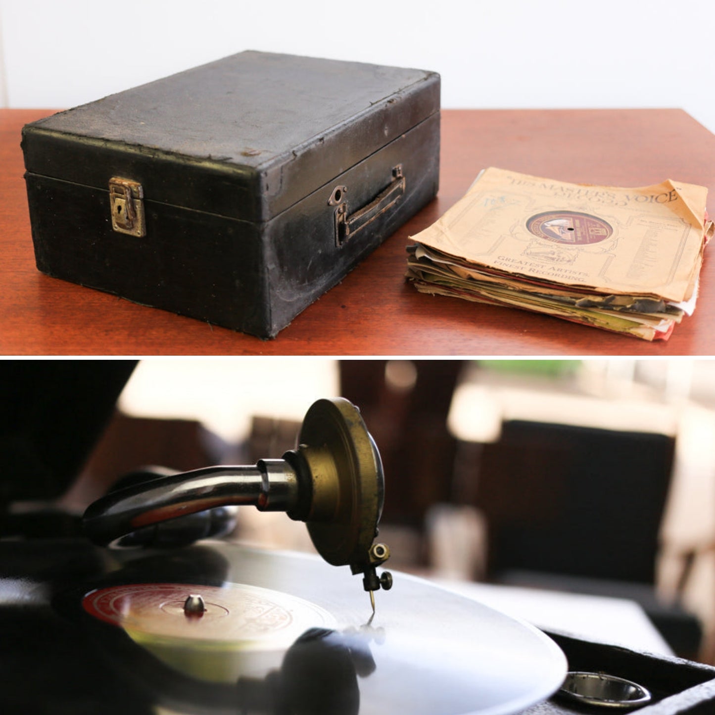 Antique Portable 'His Master's Voice' Phonograph