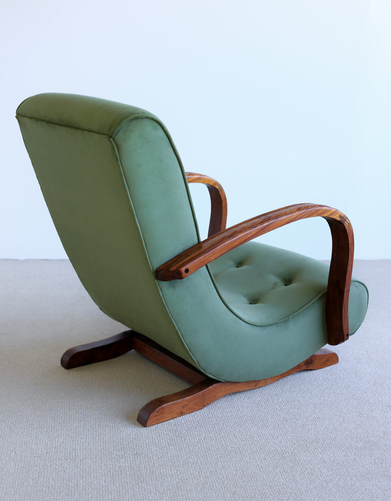 Green Velvet Art Deco Rocking Chair