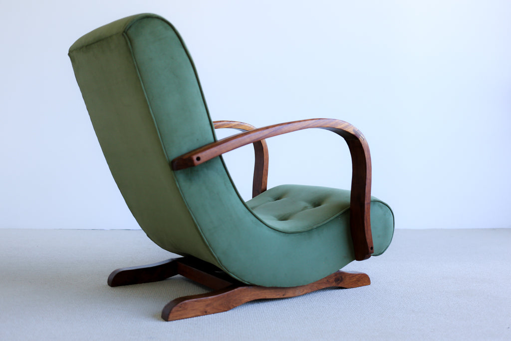 Green Velvet Art Deco Rocking Chair