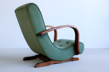 Green Velvet Art Deco Rocking Chair