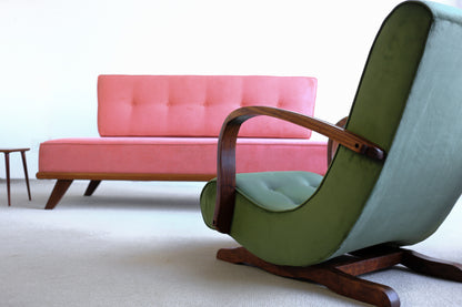 Green Velvet Art Deco Rocking Chair