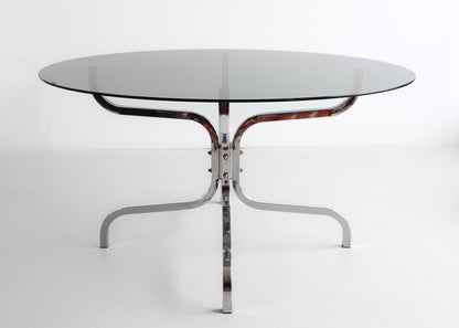 Round 1970's Glass and Chrome Table