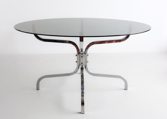 Round 1970's Glass and Chrome Table