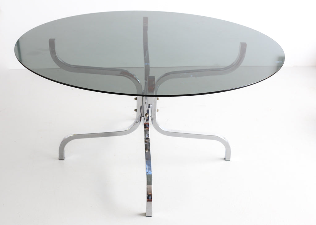 Round 1970's Glass and Chrome Table