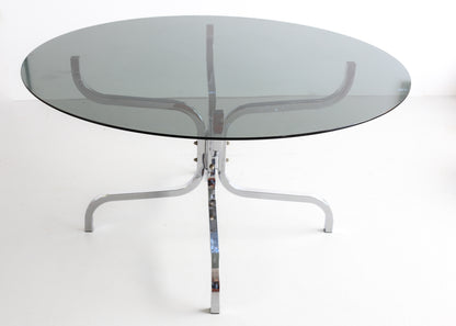 Round 1970's Glass and Chrome Table