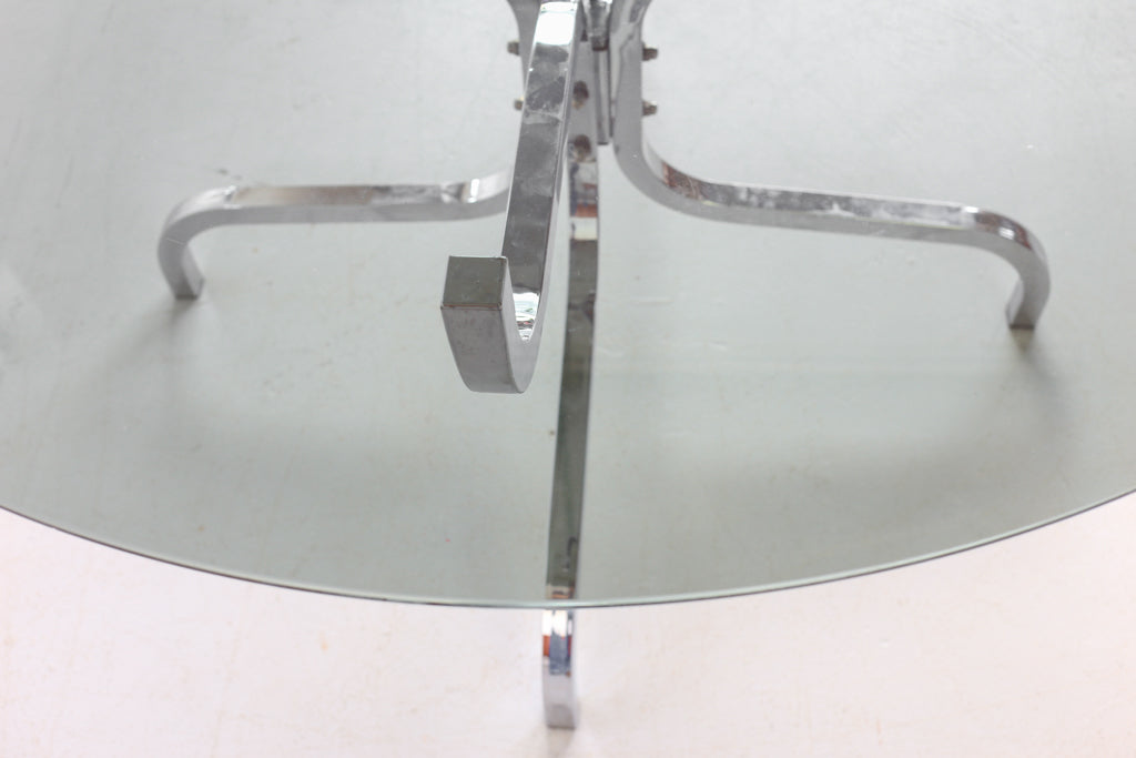 Round 1970's Glass and Chrome Table