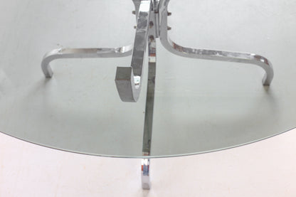 Round 1970's Glass and Chrome Table
