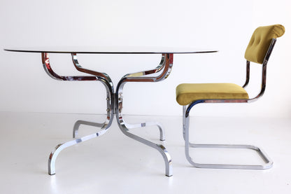 Round 1970's Glass and Chrome Table