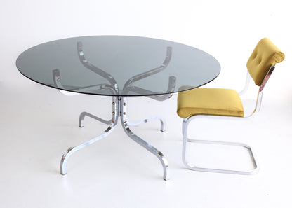 Round 1970's Glass and Chrome Table