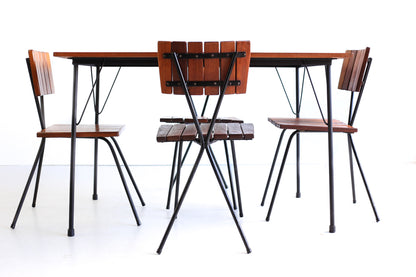 Steel and Wood Kitchen Table and Four Chairs