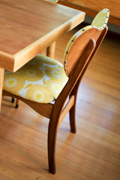 Mid Century Dining Set with Skinny La Minx Upholstery