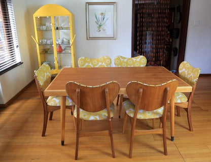Mid Century Dining Set with Skinny La Minx Upholstery