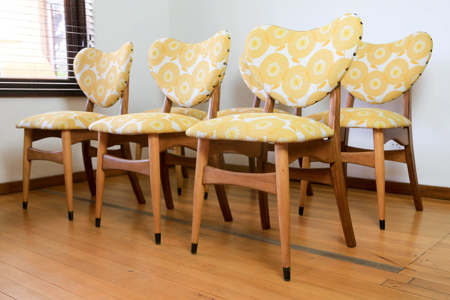 Mid Century Dining Set with Skinny La Minx Upholstery